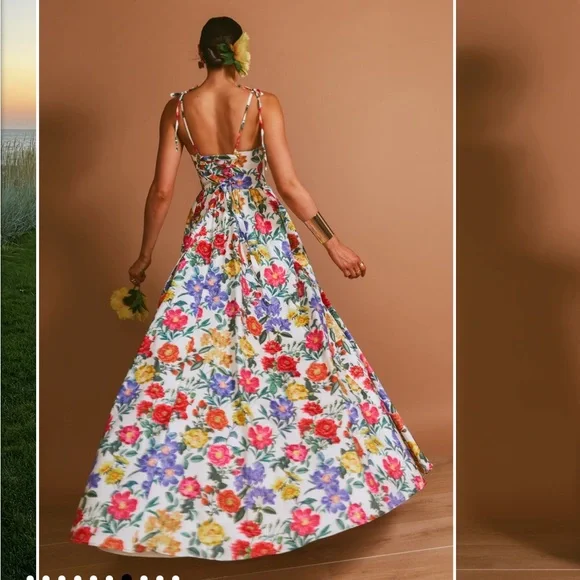 Show Me Your Mumu Juliet Maxi in Charm Peony White Taffeta size Large - Picture 3 of 14